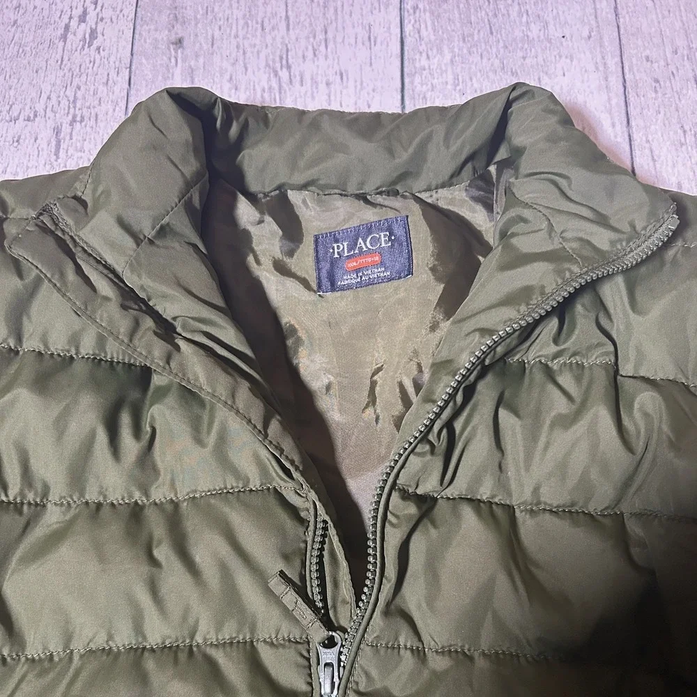 The Childrens Place Puffer Jacket Olive Green Kids Size XXXL 18 Winter Coat